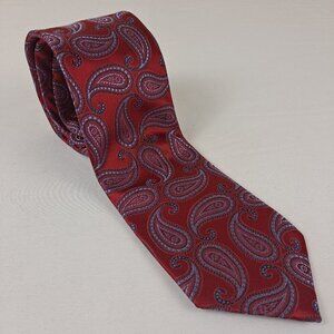 MICHAEL Michael Kors Red Paisley Pattern Men's Tie 100% Silk